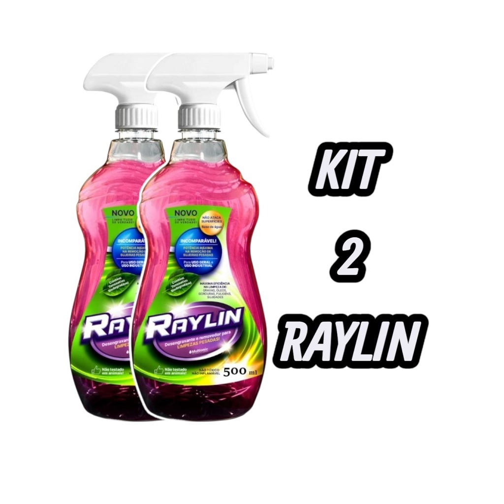 KIT 2 Raylin 500ml Multiuso Spray Desengraxante e Removedor | Shopee Brasil