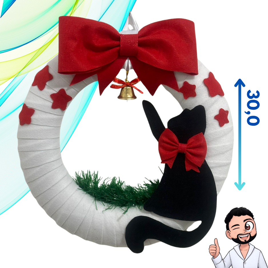 Guirlanda De Porta E Parede Natal Gato Gatinho Em Feltro Artesanato ...