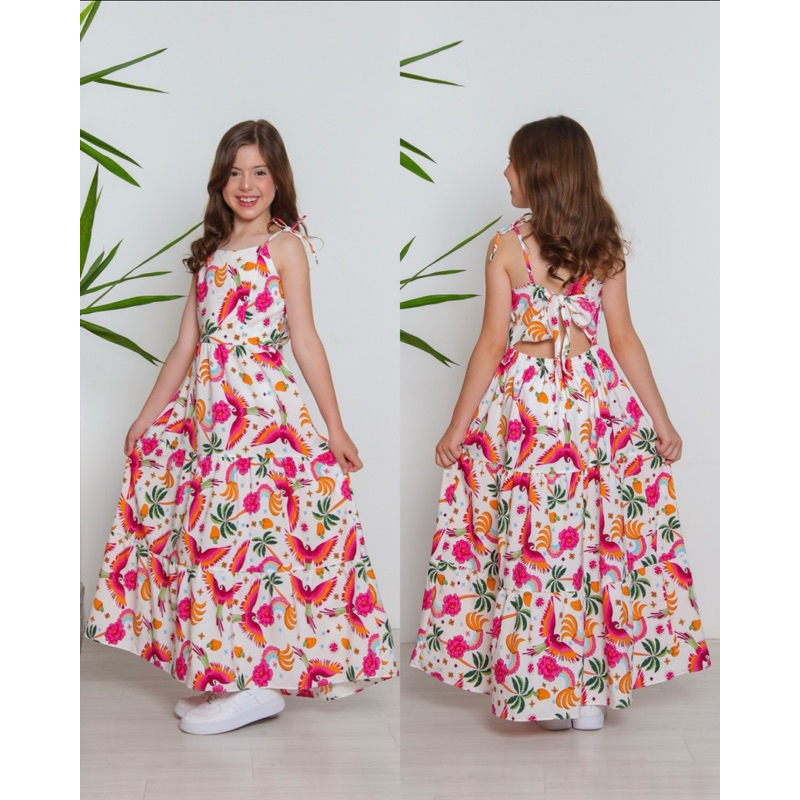 Vestido Longo Floral Farme - Juvenil 10 a 16 anos | Shopee Brasil