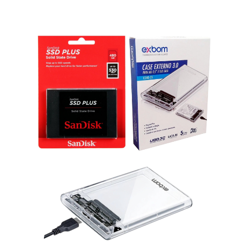 SSD 480GB/240GB/1TB Sandisk Plus ORIGINAL Case Hd Externo Exbom