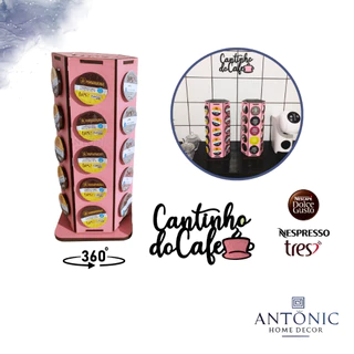 Porta Cápsulas Torre GIRATÓRIA 360° + CANTINHO DO CAFÉ | TRÊS CORAÇÕES / DOLCE GUSTO -