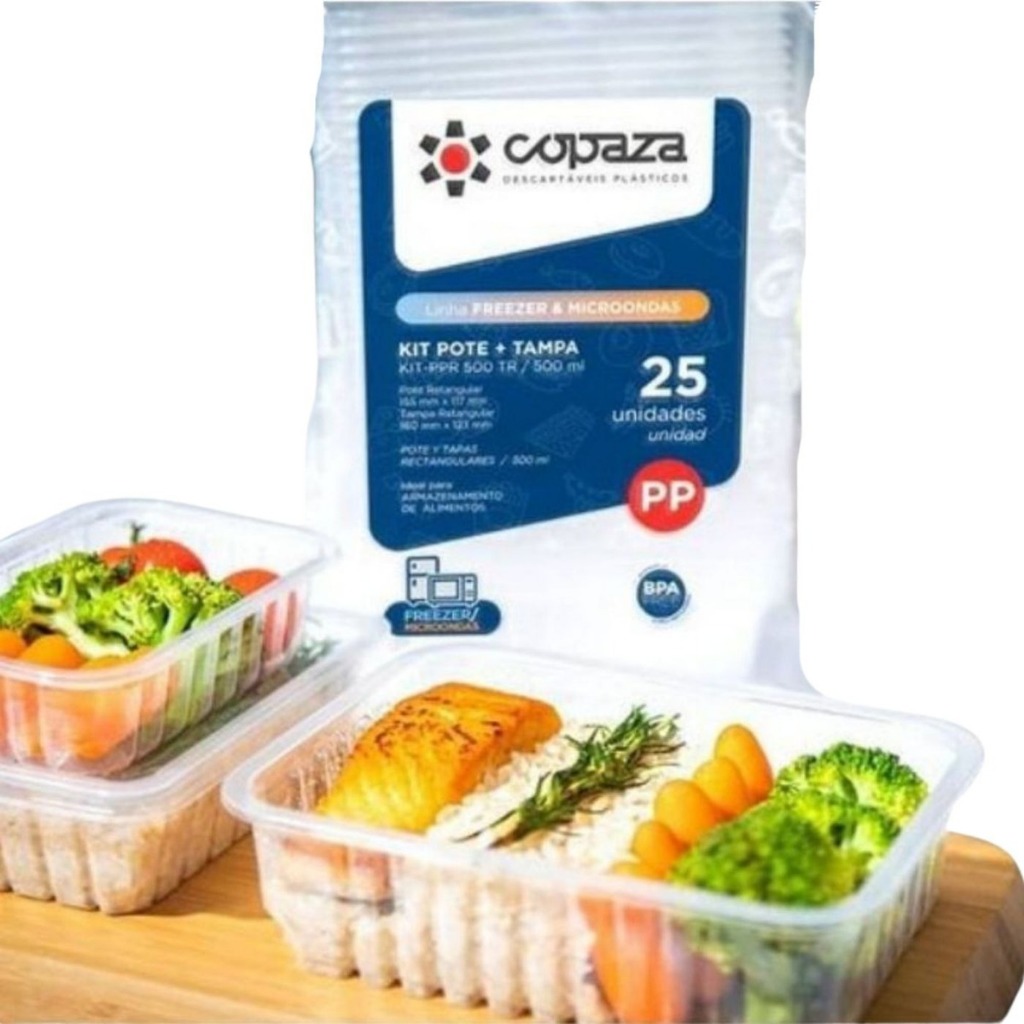 Kit potes de Marmitas descartáveis 500ml pacote para Freezer e ...