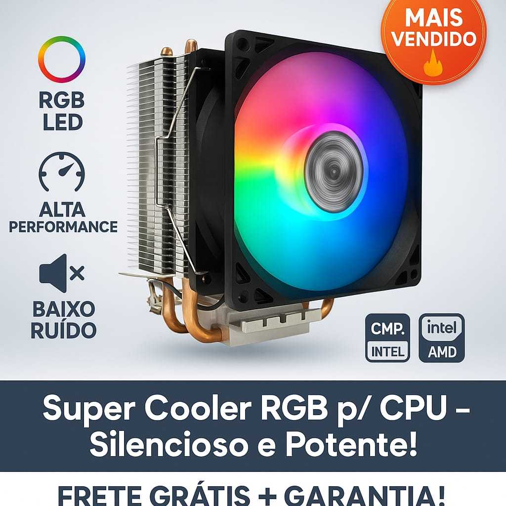 Air Cooler Universal RGB BrazilPC Gamer CL-SA90R – Dissipação Avançada para CPUs Intel e AMD