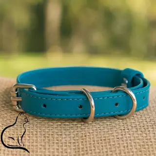 Coleia Azul para Gatos Couro Legítimo Artesanal Homemade Linda Delicada Luxo