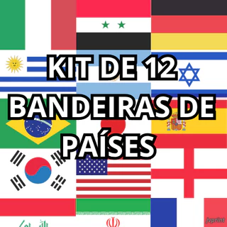 KIT De 12 Bandeiras de País 1,00m X 70cm em Tecido Oxford Para Parede ou Eventos