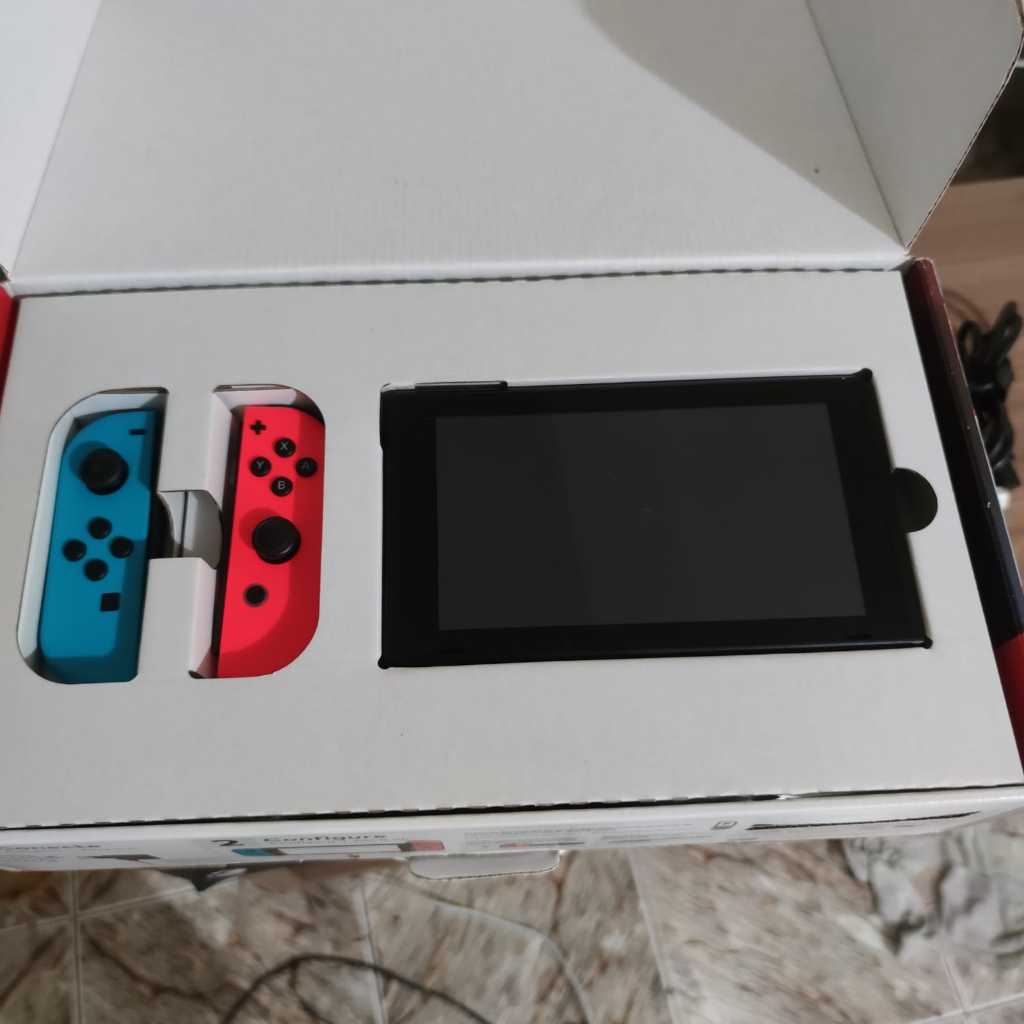 Nintendo Switch v2 32gb console vermelho e azul completo. | Shopee