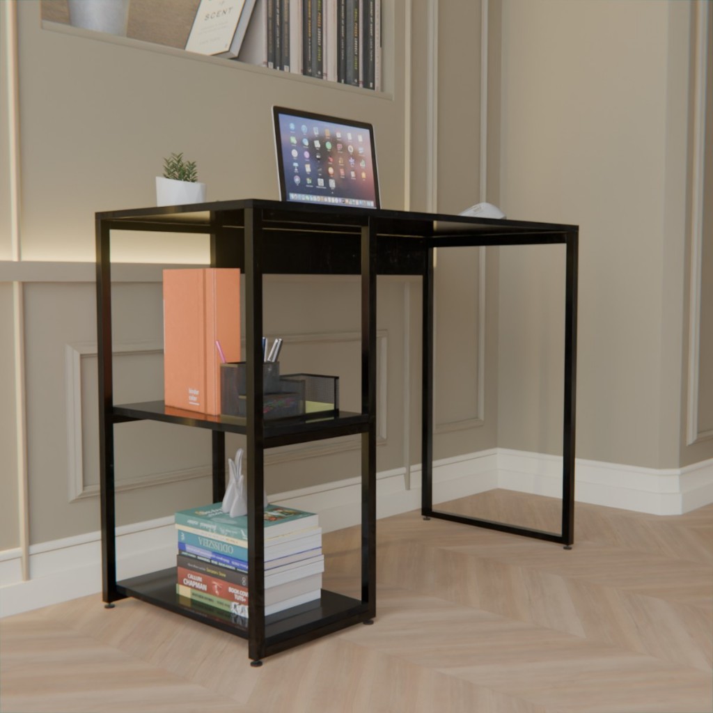 Mesa Escrivaninha Com Prateleira Industrial 100CM