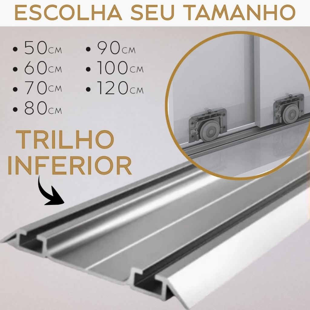 Trilho Para Porta de Correr Inferior Duplo Guarda Roupa Armários ...