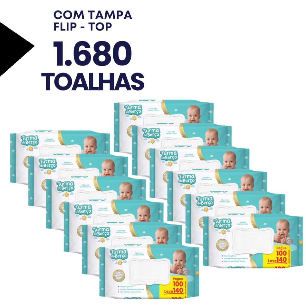 Kit 1680 Lenços Umedecidas Turma do Berço Toalhinhas Revenda e Atacado