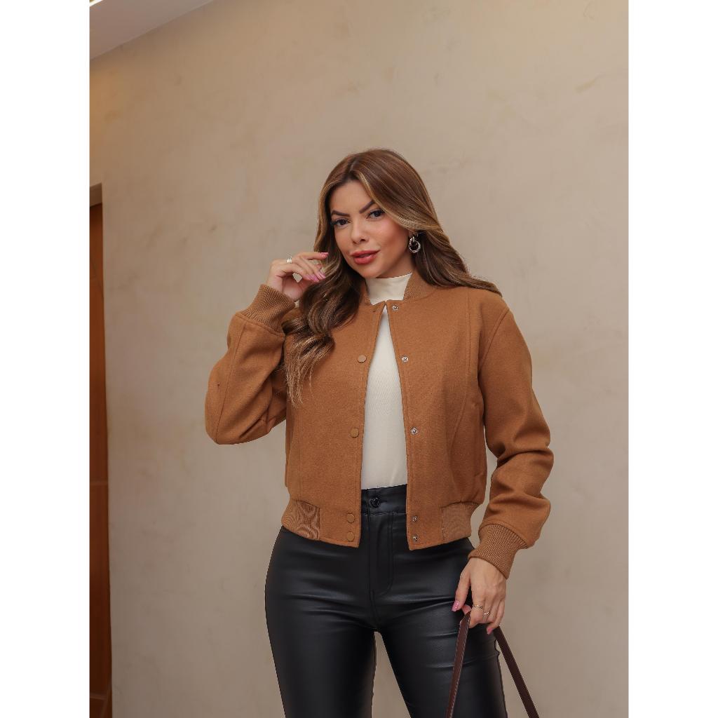 Blusa Jaqueta Feminina Bomber De La Batida De Alta Qualidade | Shopee ...