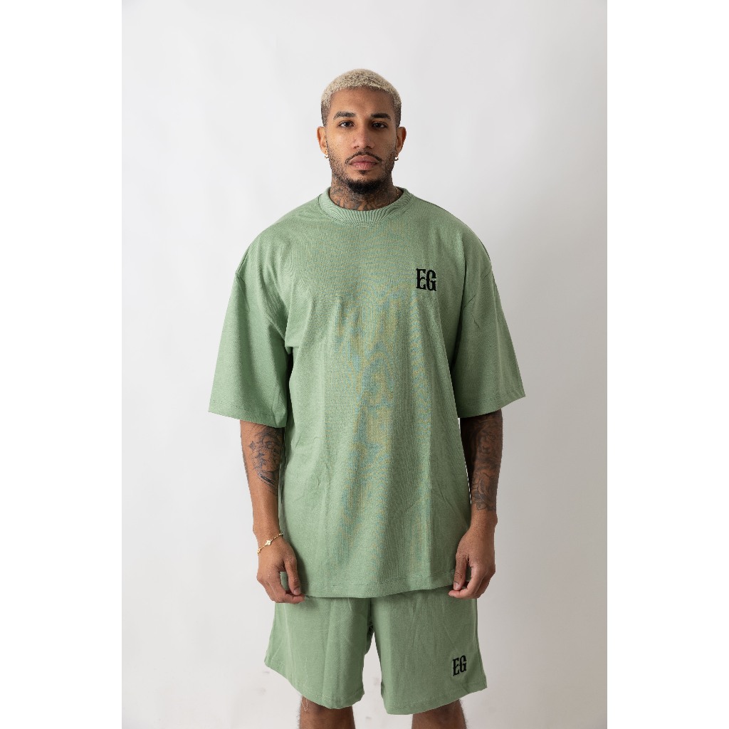 Conjunto Oversized Menta Border Plus Size | Shopee Brasil