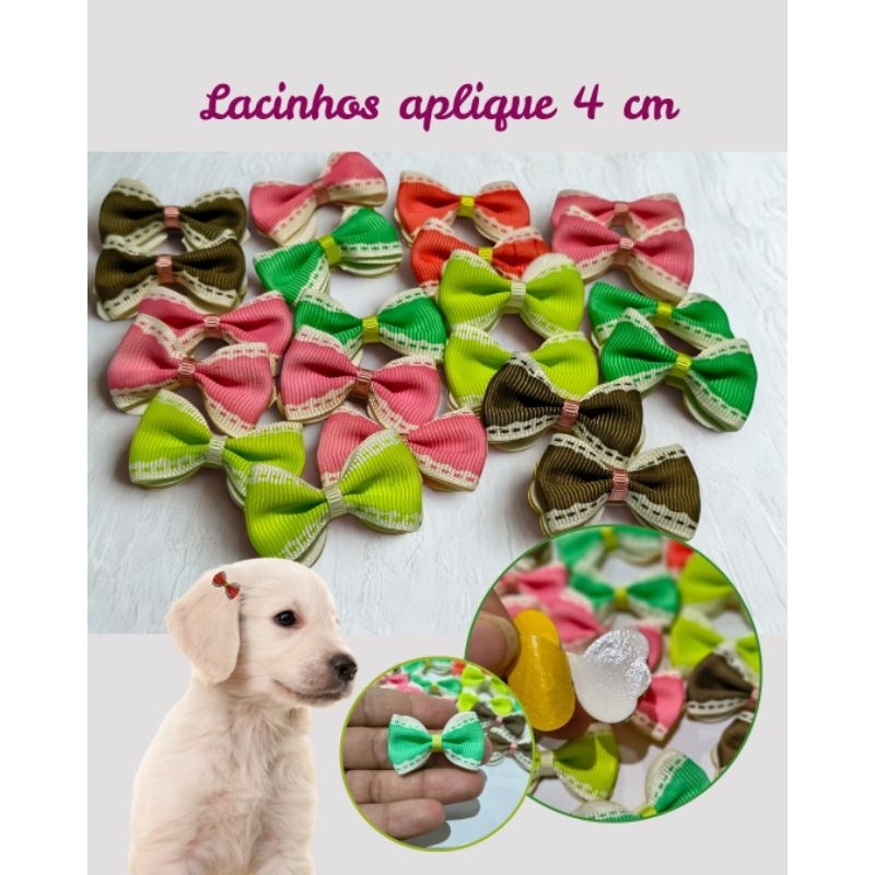 30 Lacinhos pet adesivo, 4×2 cm, pêlo curto, banho e tosa.0114 | Shopee ...