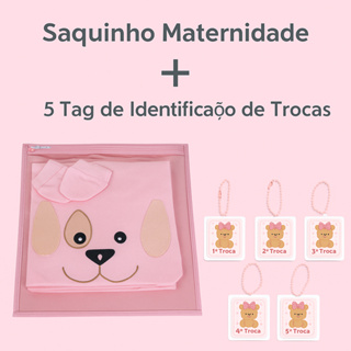 Kit 5/10 Saquinhos Maternidade Organizador Mala Bebê + 5 Tag de Identificação de Trocas