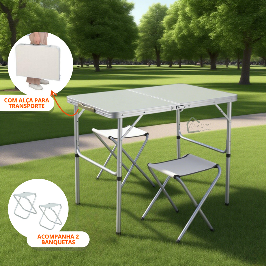 Mesa Dobrável Portátil De Alumínio Que Vira Maleta Para Camping Praia ...