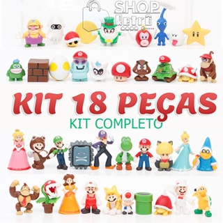 Bonecos Novos Kit Completo de 18 Super Mario Bros Bonecos Miniatura Mario Colecionáveis Model IV em Oferta na Shopee