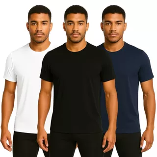 Kit 3 Camiseta Dry Fit Masculina Poliamida Tecido Tecnológico Proteção UV Anti odor