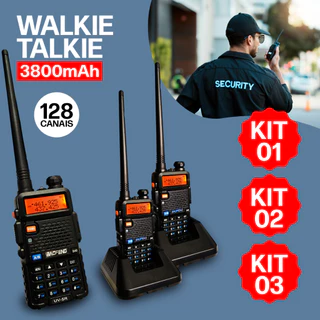 Kit 3 Rádio Walk Talk Comunicador Ht Dual Band Uhf Vhf Fm Baofeng Uv-5r Freqüência Walkie Talkie