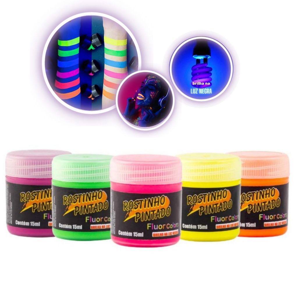 Tinta Neon Fluorescente Liquida 15m Brilha na Luz Negra | Shopee Brasil