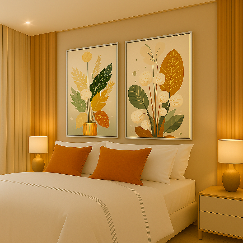 Kit 2 Quadros Decorativos Com Moldura Folhagem Moderna Grande Para Sala ...