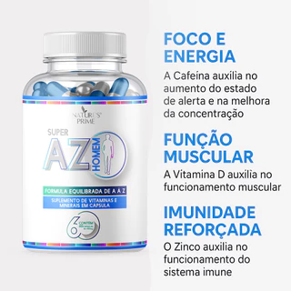 Multivitamínico Super AZ Homem Nature's Prime - Energia e Imunidade 60 Cápsulas