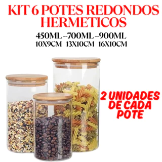 Conjunto 6 Potes 3 Tamanhos 450ML 700ML 900ML Redondo Hermético Vedação Forte Organizadores Acrílico em Oferta na Shopee