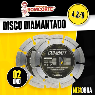 Kit Com 02 Disco Diamantado Standard 4.3/8 Segmentado, Concreto Alvenaria Pedras e Telhas – Bomcorte