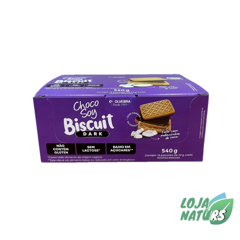 Chocosoy Biscuit Dark Sem Glúten Sem Lactose 540g - Olvebra