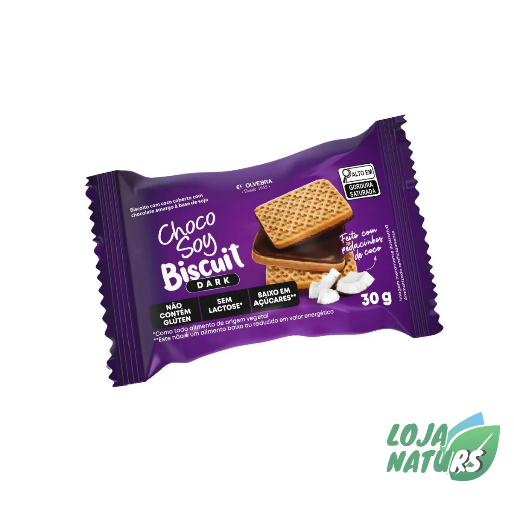 Chocosoy Biscuit Dark Sem Glúten Sem Lactose 540g - Olvebra
