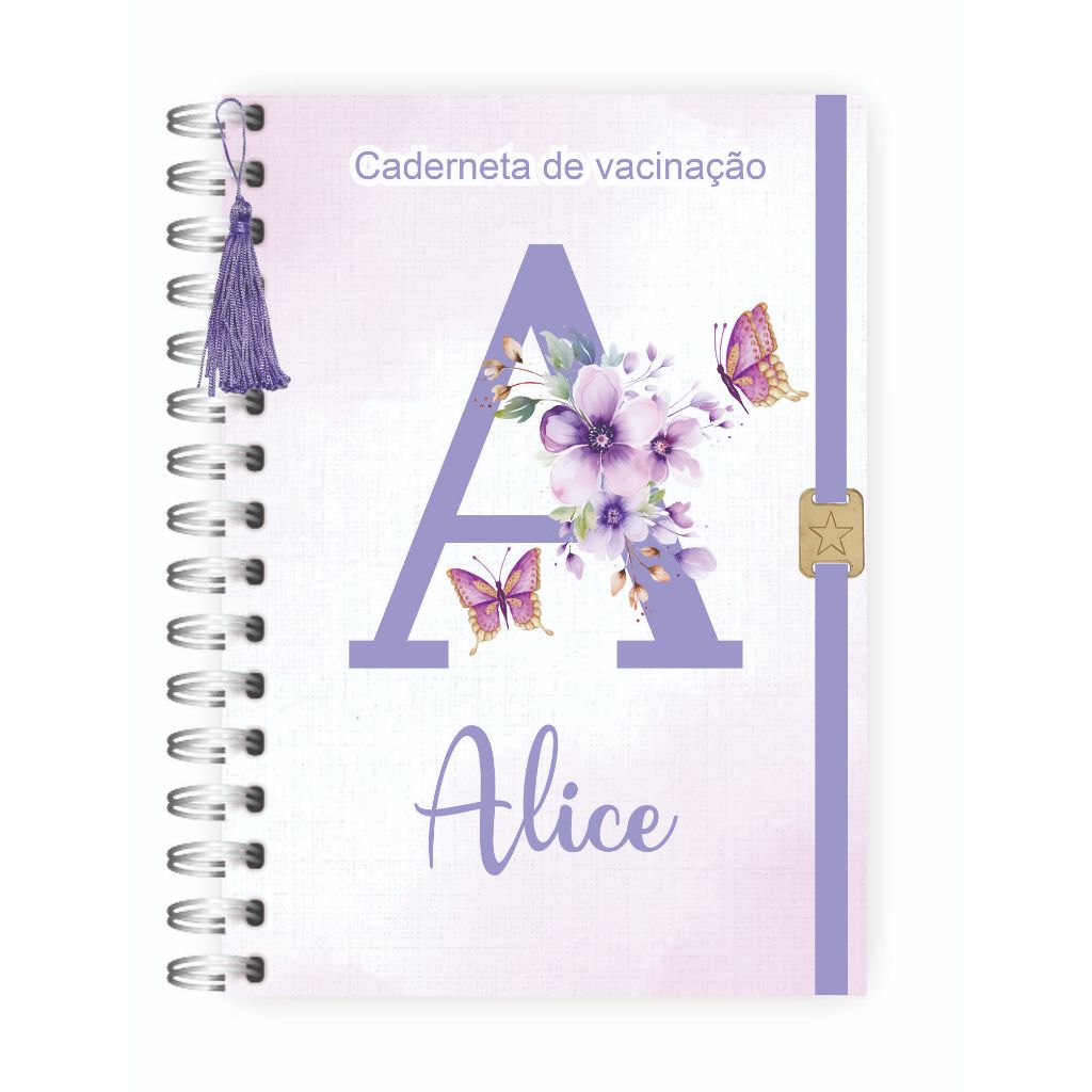 Caderneta de saúde/vacinação capa dura personalizada c/ nome alfabeto ...