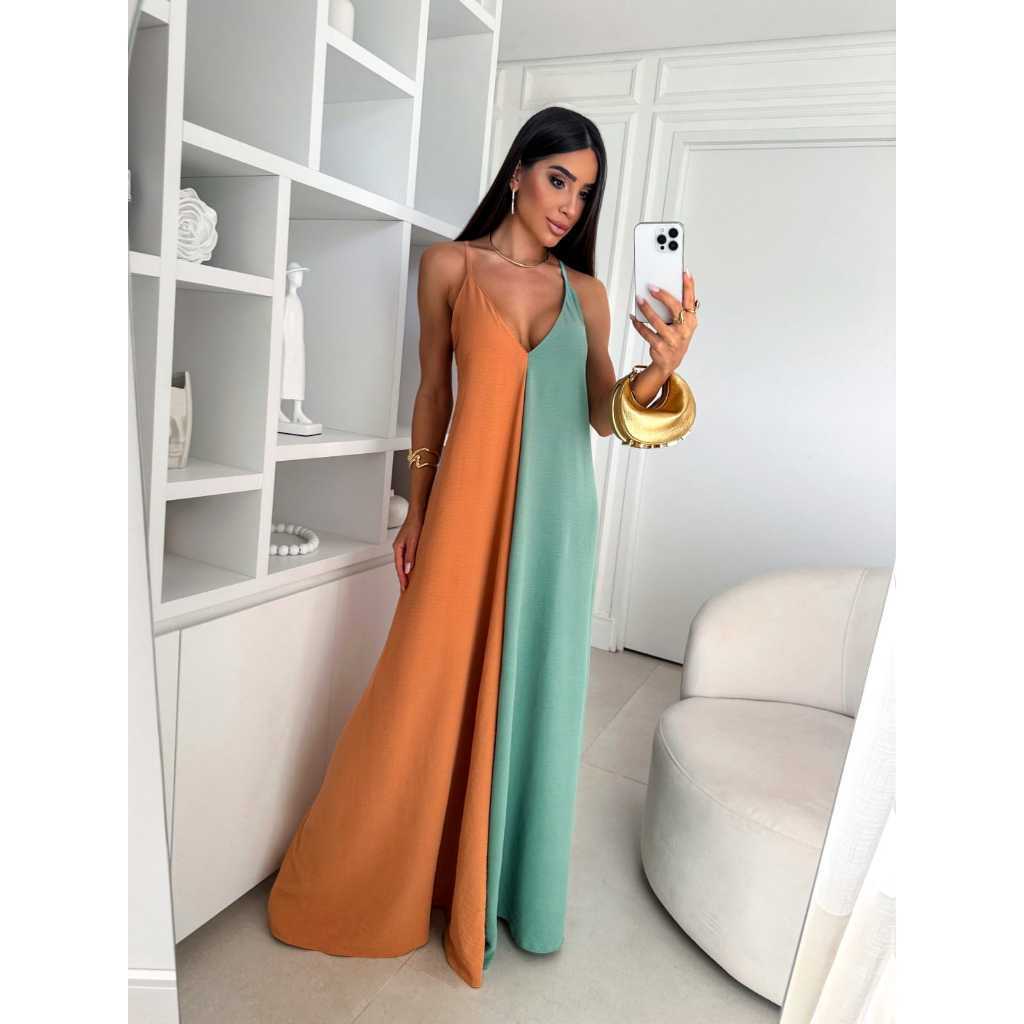 Vestido Longo Leve Solto Com Forro Confortavel Elegante Para Festa ...