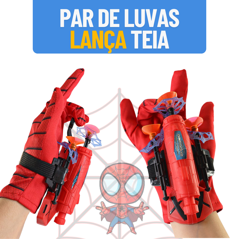 Kit Par Luvas Lança Teia Brinquedo Infantil Homem Aranha