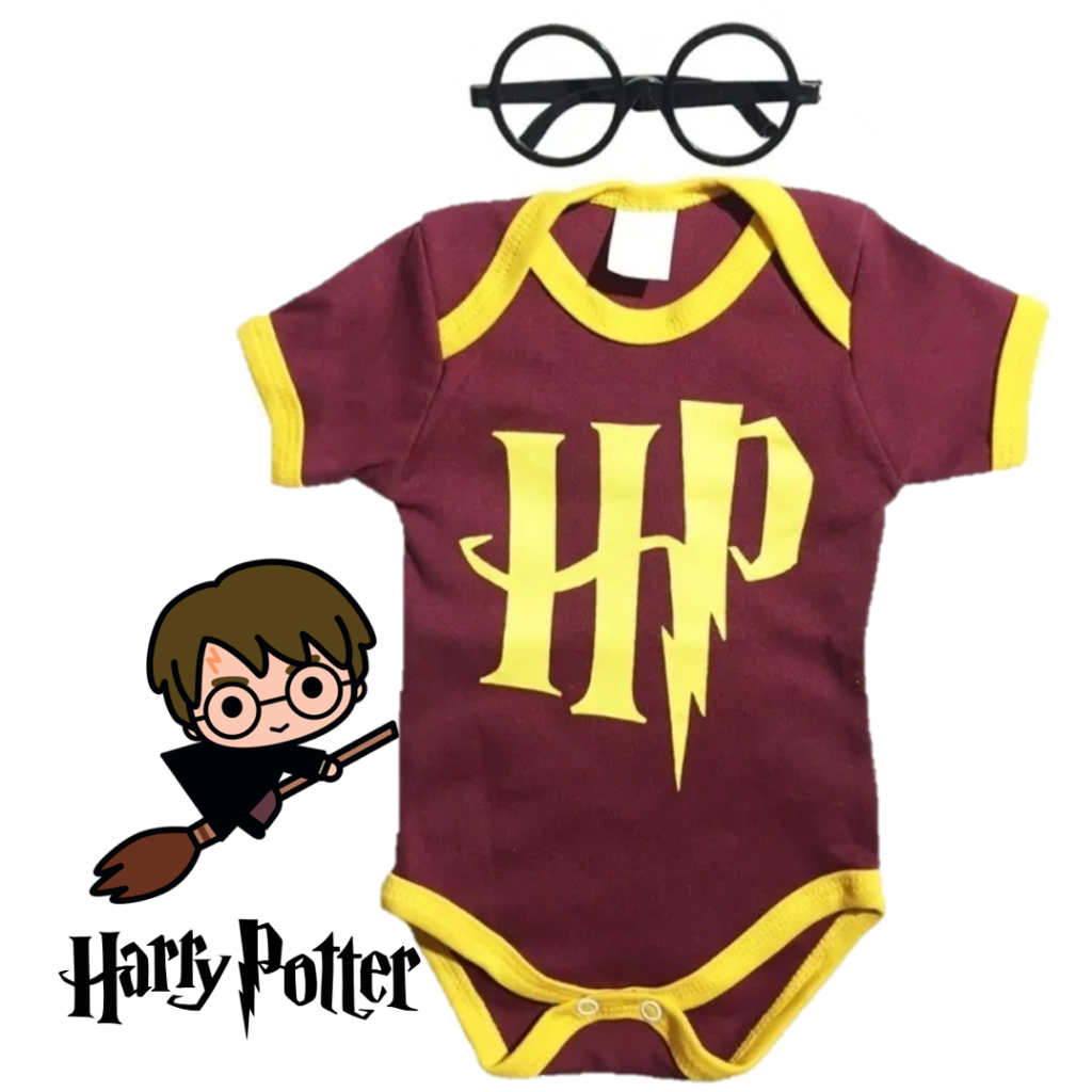 Body Bebê Tematico Harry Potter + Óculos Mesversario | Shopee Brasil
