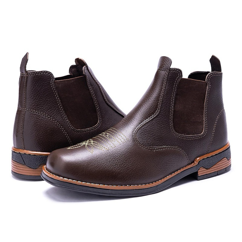 Butina de Couro Legítimo Cowboy Dia a Dia Botina Rural Masculina ...