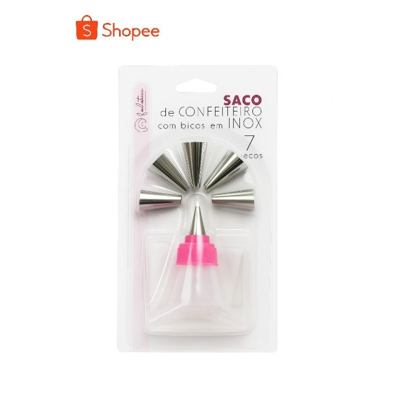 Kit Confeiteiro Saco de Creme Reutilizável + 06 Bicos para D