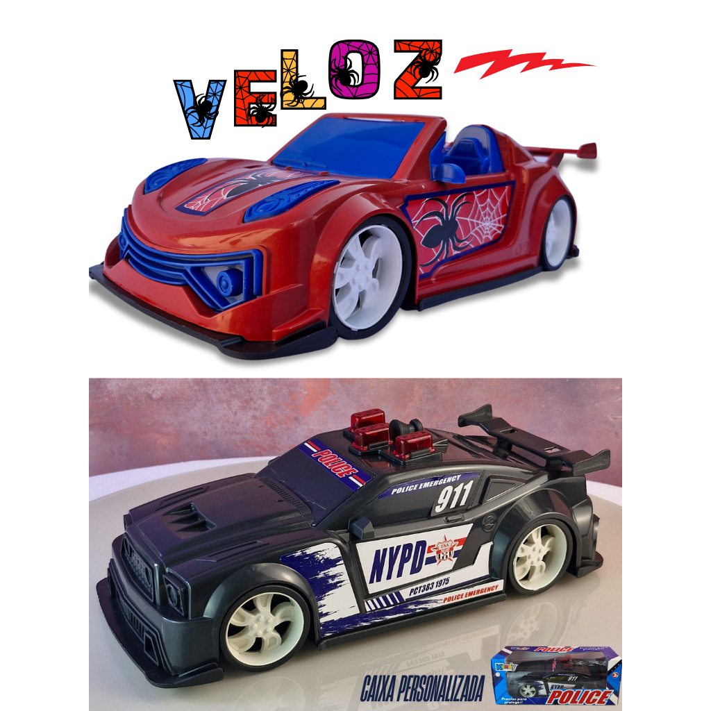 Kit 2 Carrinhos Gigantes Super Heróis 37cm Brinquedo Menino Vários