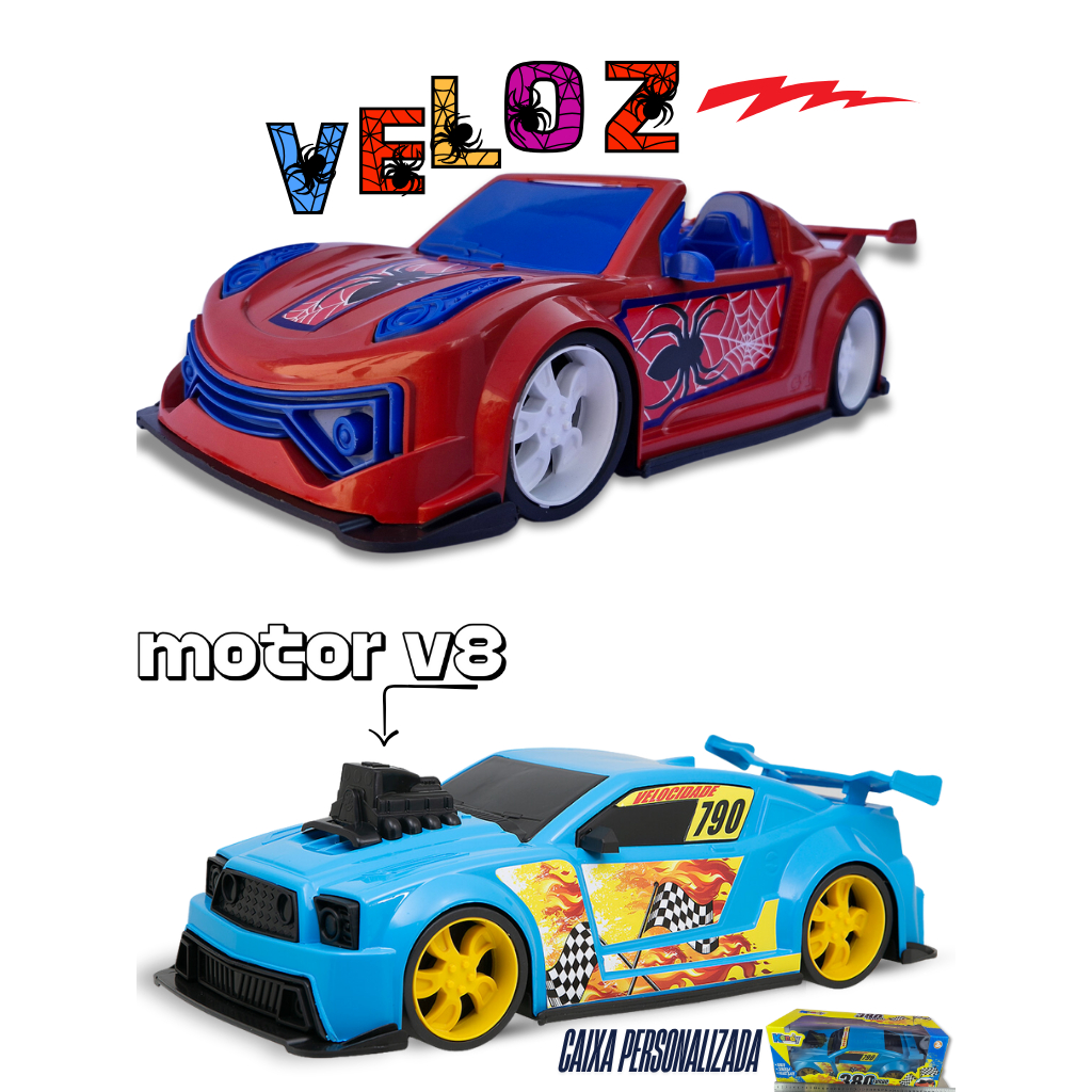 Kit 2 Carrinhos Gigantes Super Heróis 37cm Brinquedo Menino Vários