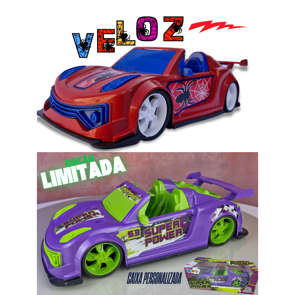 Kit 2 Carrinhos Gigantes Super Heróis 37cm Brinquedo Menino Vários
