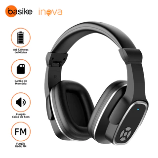 Basike Fones ouvido bluetooth sem fio Alto-falante viva-voz com microfone embutido graves potentes em Oferta na Shopee