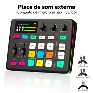 VEDO Placa De Som Profissional Ao Vivo Com Efeitos De Mixagem De DJ e Trocador De Voz +48V Phantom Redução De Ruído em Oferta na Shopee