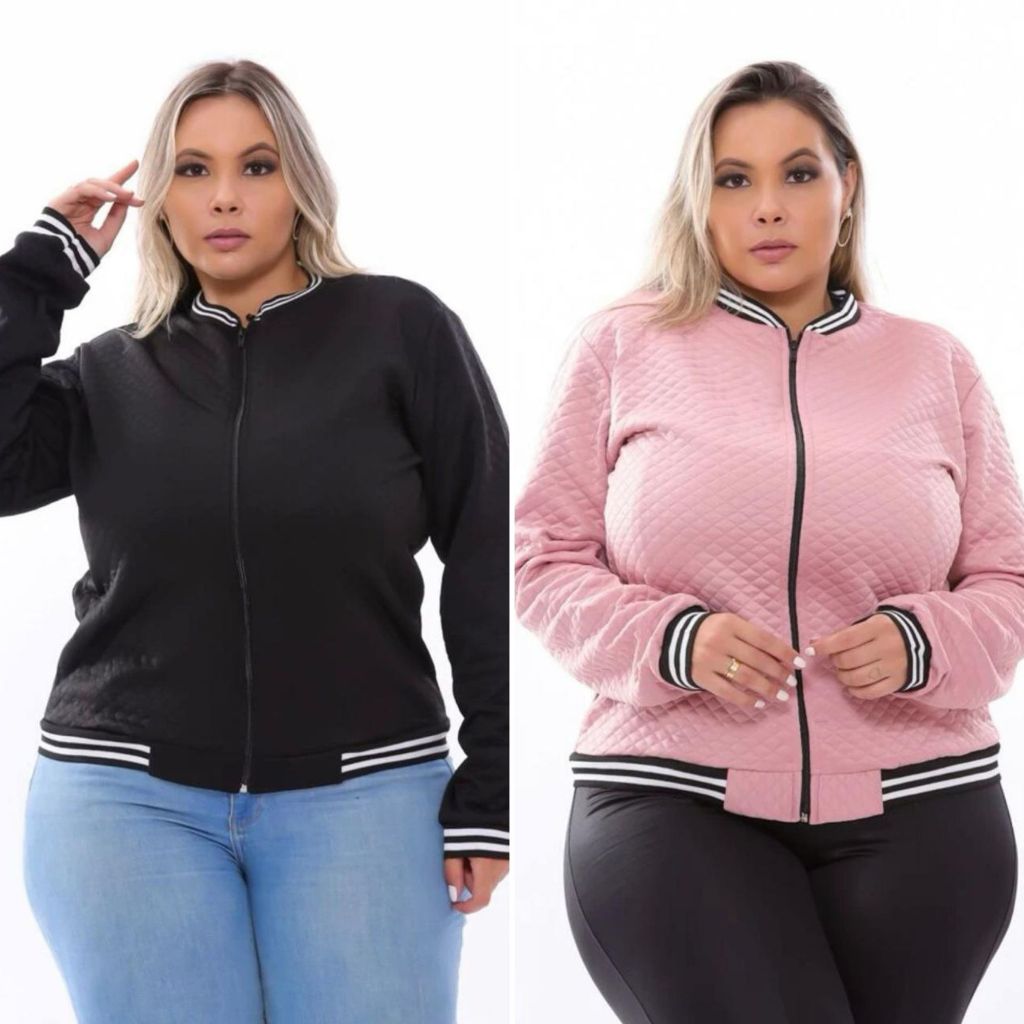 Kit 2 Jaqueta Bomber Plus Size Feminina Casaco G1 G2 G3 | Shopee Brasil