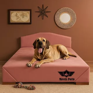 Cama Pet Box Cabeceira Cachorro Gato Porte Grande E Médio Tecido Suede Preto Rosa Azul Cinza Marrom Bege