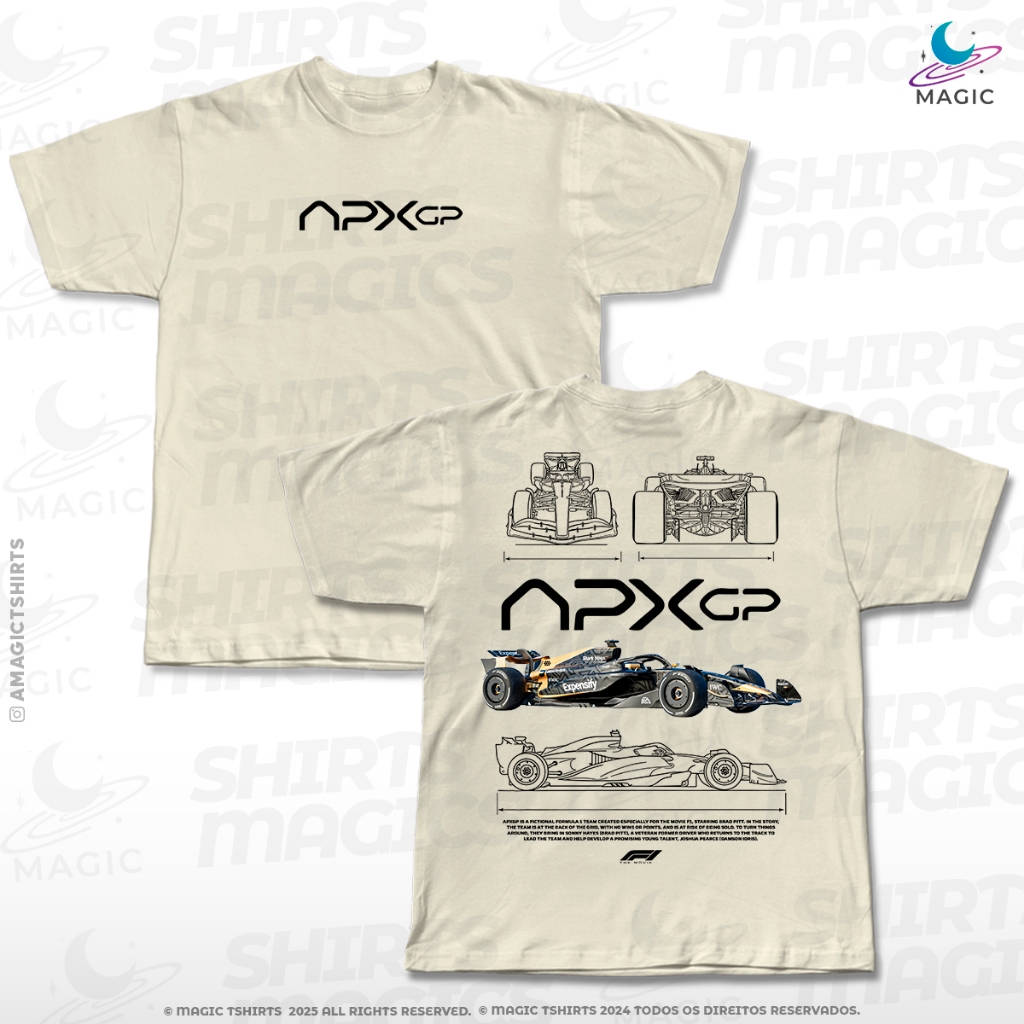   APXGPコラボ 長袖シャツ S Camiseta Blue Print F1 The Movie APX GP Team 100% Algodão Logo