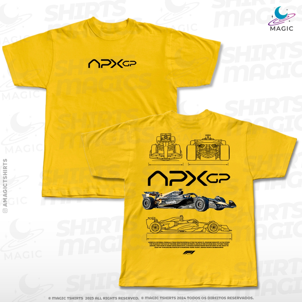   APXGPコラボ 長袖シャツ S Camiseta Blue Print F1 The Movie APX GP Team 100% Algodão Logo