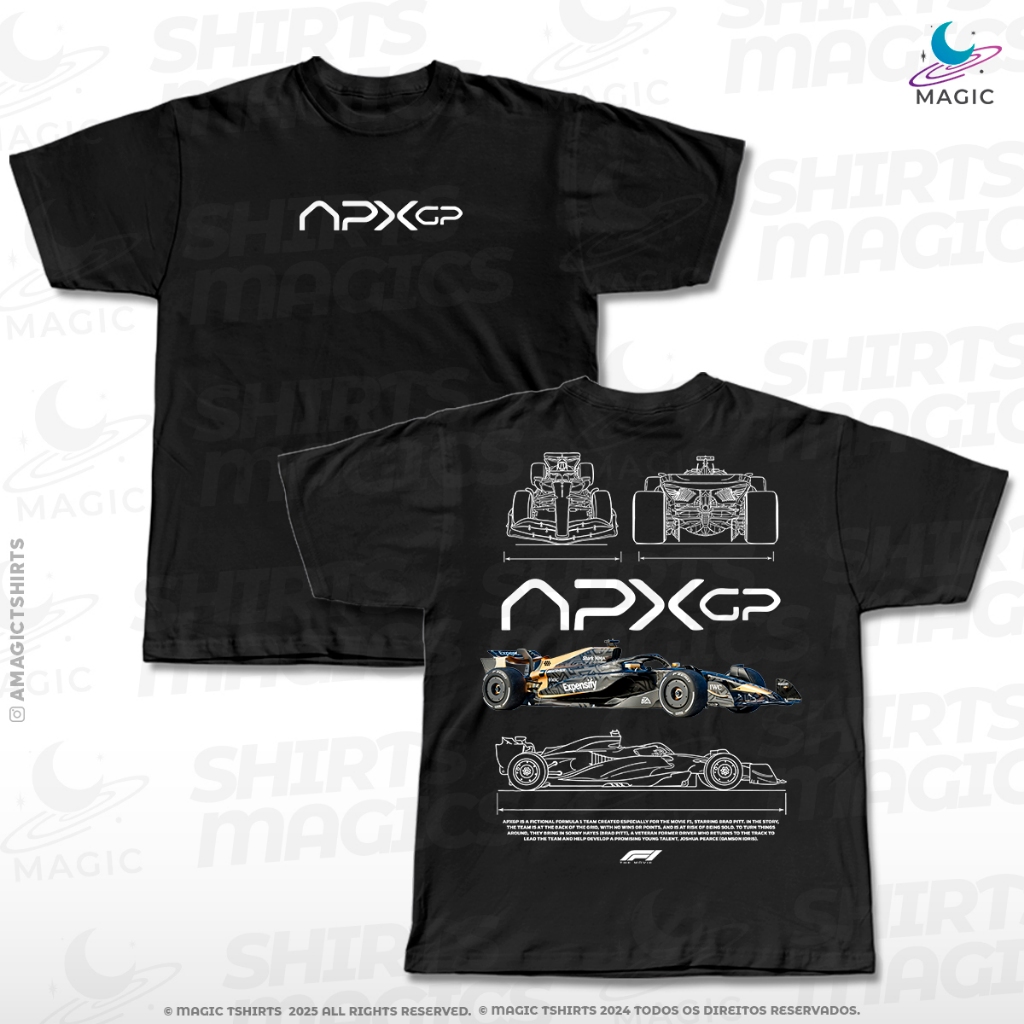 Camiseta Blue Print F1 The Movie APX GP Team 100% Algodão Logo
