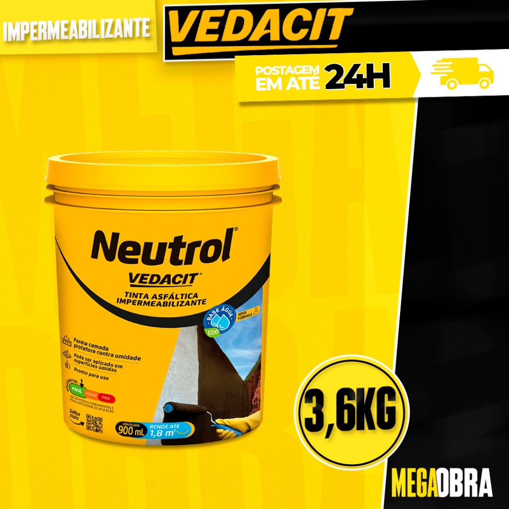 Pintura Asfáltica Vedacit Neutrol Viabit Impermeabilizante Base Água 3 ...