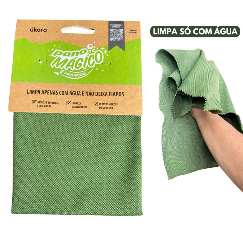 LIMPA VIDRO PANO MAGICO ÁKORA (Poliester e Poliamida) LIMPA SOMENTE COM ...