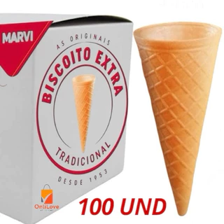 Casquinha Biscoito EXTRA Marvi Sorvete ou Cone C/ 100 und