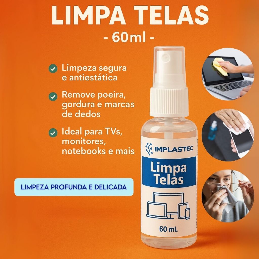 Spray Limpa Telas 60ml Antiestático Limpeza Segura para TV Notebook ...