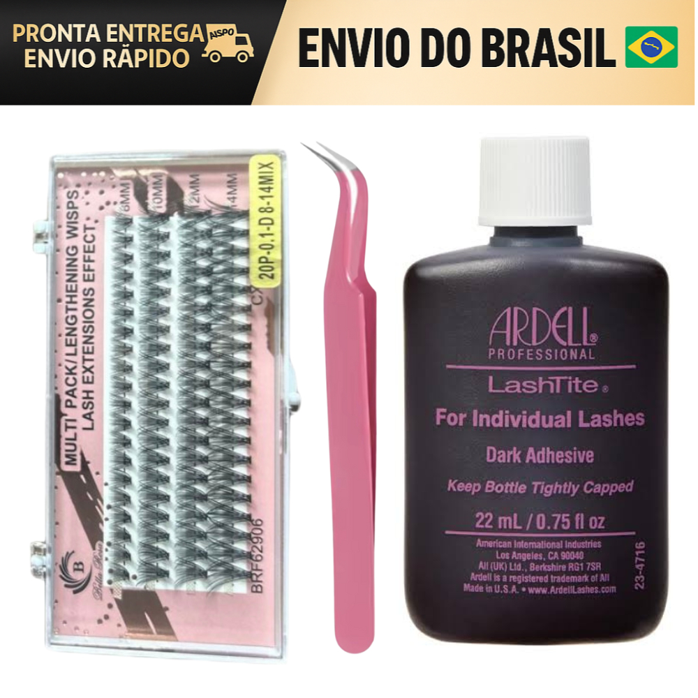 Kit Cola Ardell + Pinça + Tufo 20p Alongamento de Cílios | Shopee Brasil