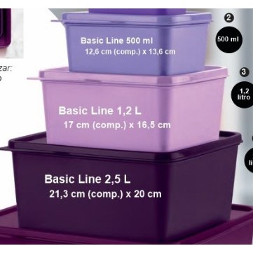 Tupperware Basic Line 500ml, 1,2L e 2,5L | Shopee Brasil